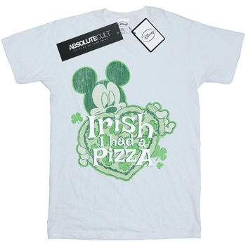textil Hombre Camisetas manga larga Disney Mickey Mouse Shamrock Pizza Blanco