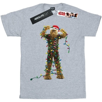 textil Niño Camisetas manga corta Disney Chewbacca Christmas Lights Gris