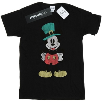 textil Hombre Camisetas manga larga Disney Mickey Mouse Leprechaun Hat Negro