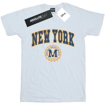 textil Hombre Camisetas manga larga Disney Mickey Mouse New York Seal Blanco