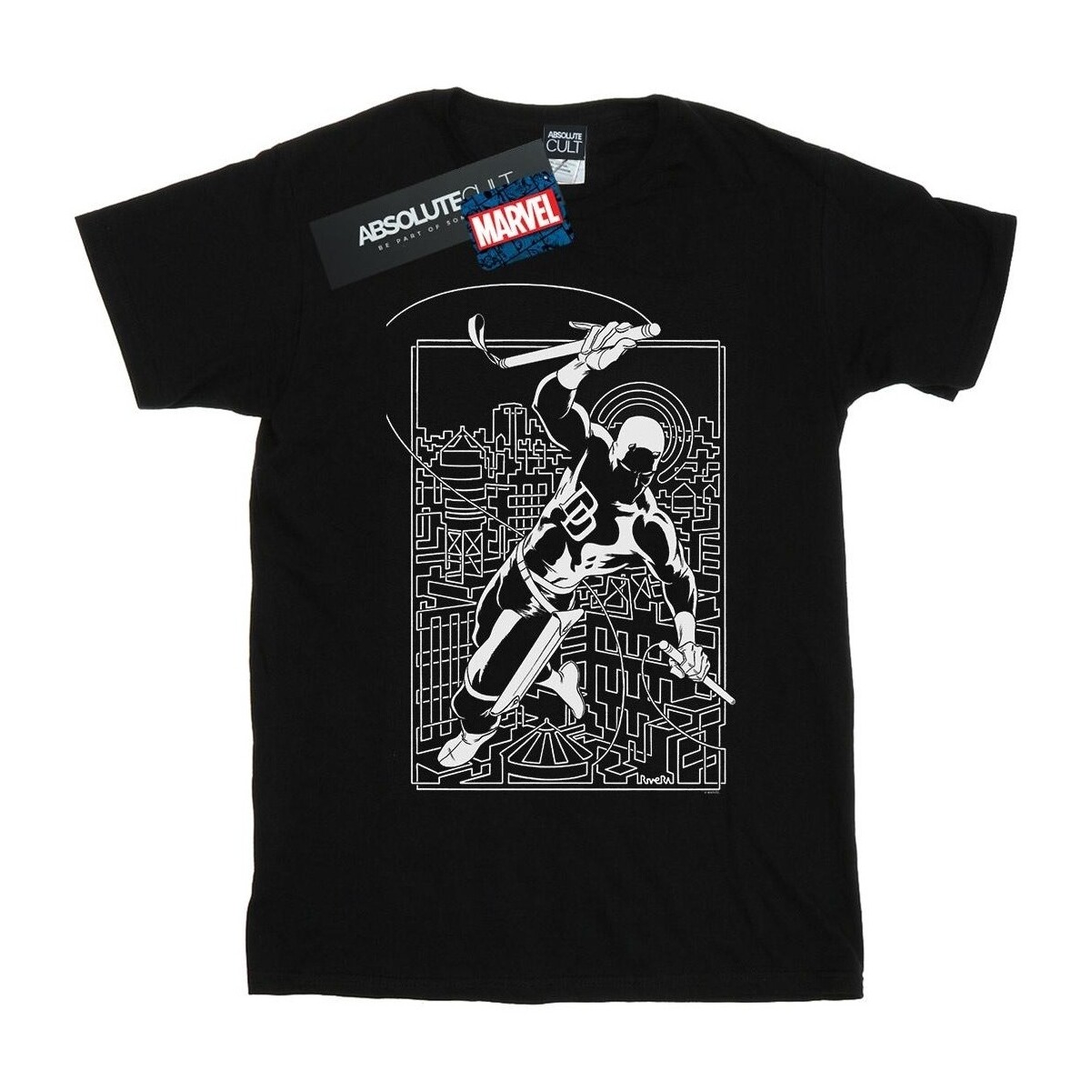 textil Hombre Camisetas manga larga Marvel Daredevil Silhouette Negro