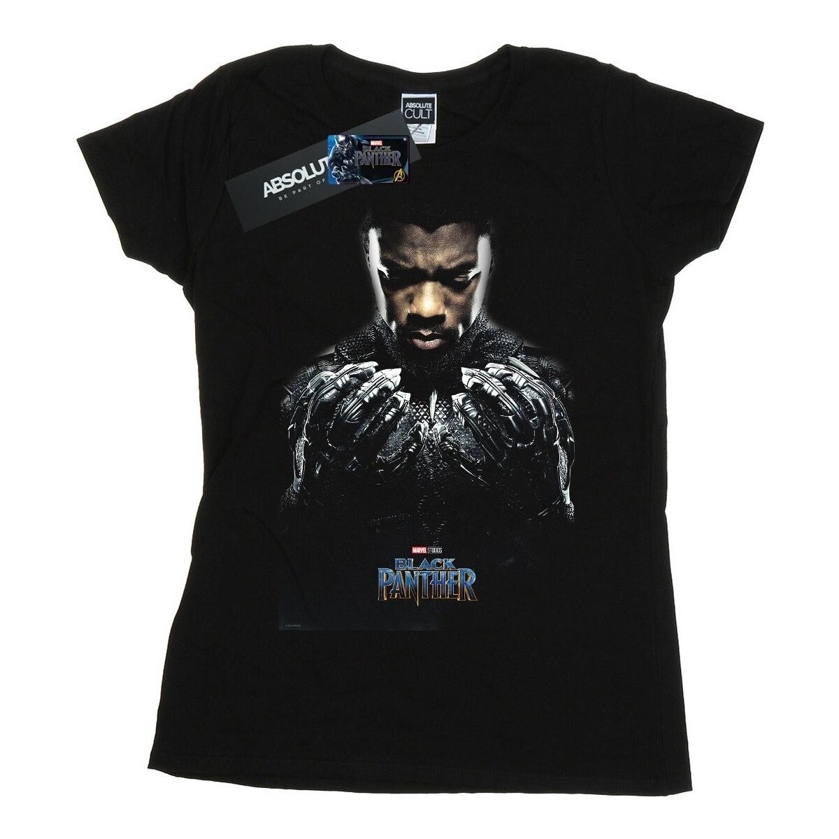textil Mujer Camisetas manga larga Marvel Black Panther T'Challa Poster Negro