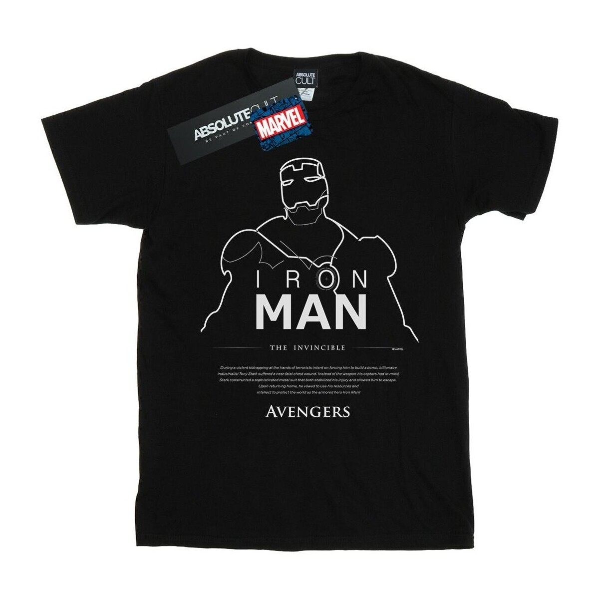 textil Hombre Camisetas manga larga Marvel Iron Man Single Line Negro