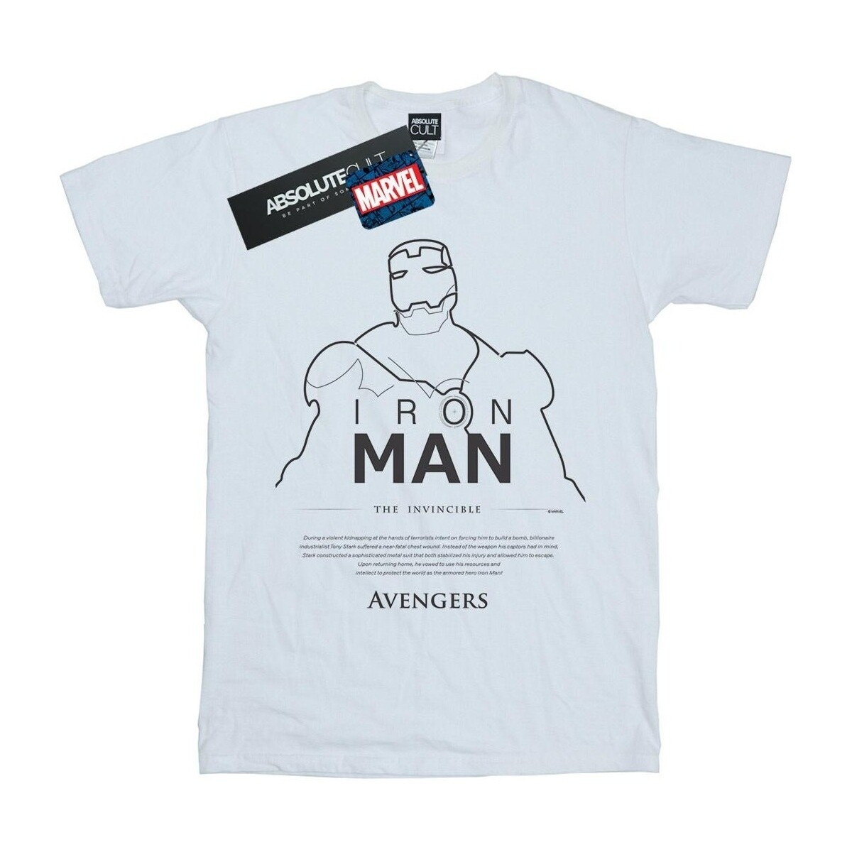 textil Hombre Camisetas manga larga Marvel Iron Man Single Line Blanco