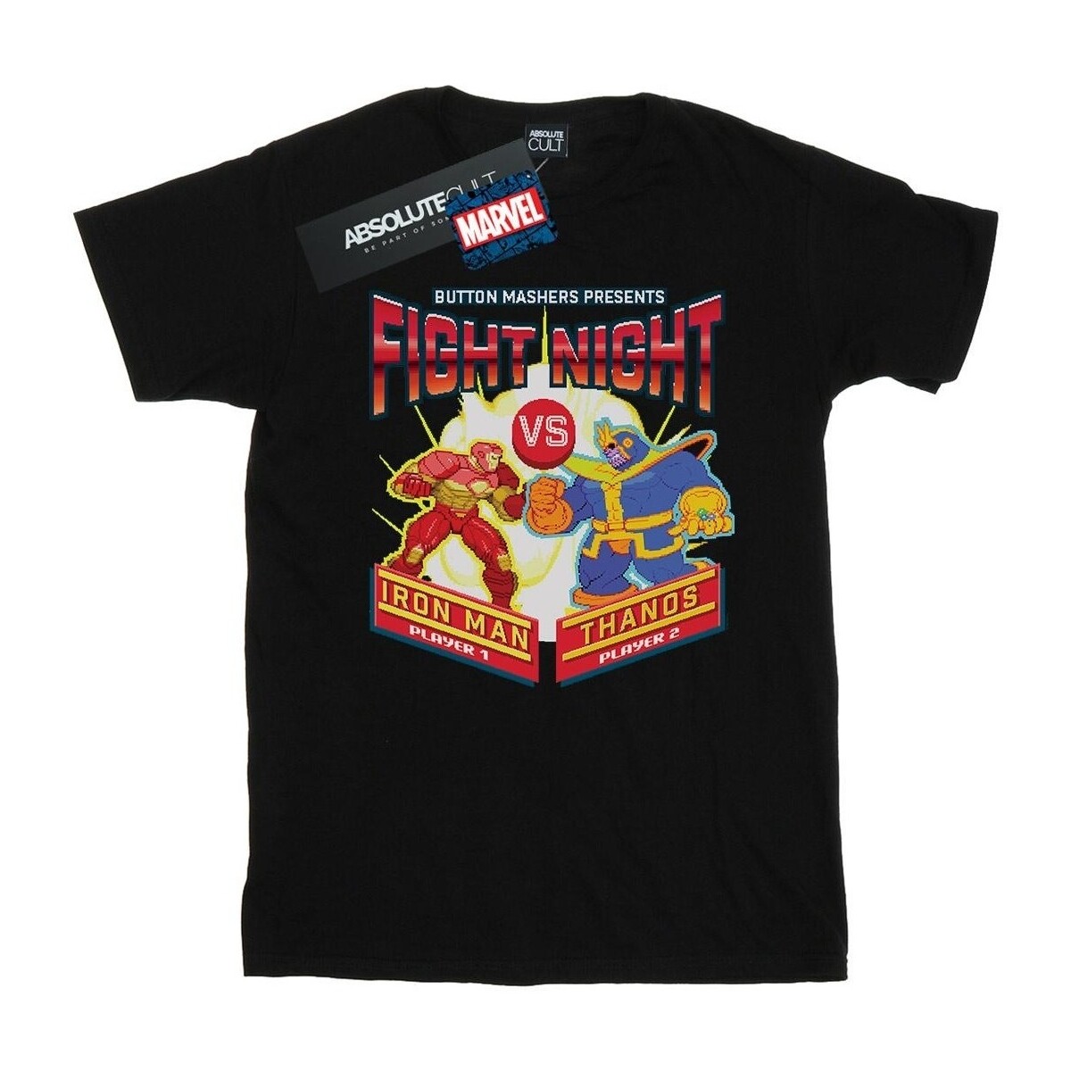 textil Hombre Camisetas manga larga Marvel Fight Night Iron Man Vs Thanos Negro