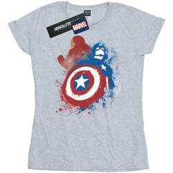 textil Mujer Camisetas manga larga Marvel Captain America Civil War Painted Vs Iron Man Gris