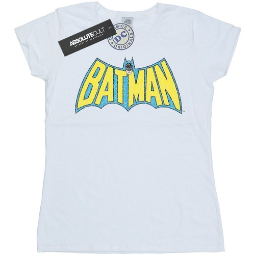 textil Mujer Camisetas manga larga Dc Comics Batman Crackle Logo Blanco