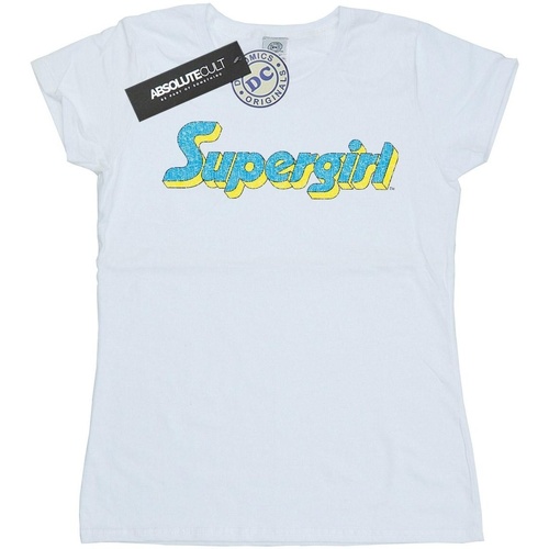 textil Mujer Camisetas manga larga Dc Comics Supergirl Crackle Logo Blanco