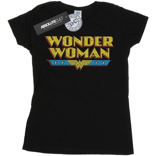 textil Mujer Camisetas manga larga Dc Comics Wonder Woman Crackle Logo Negro