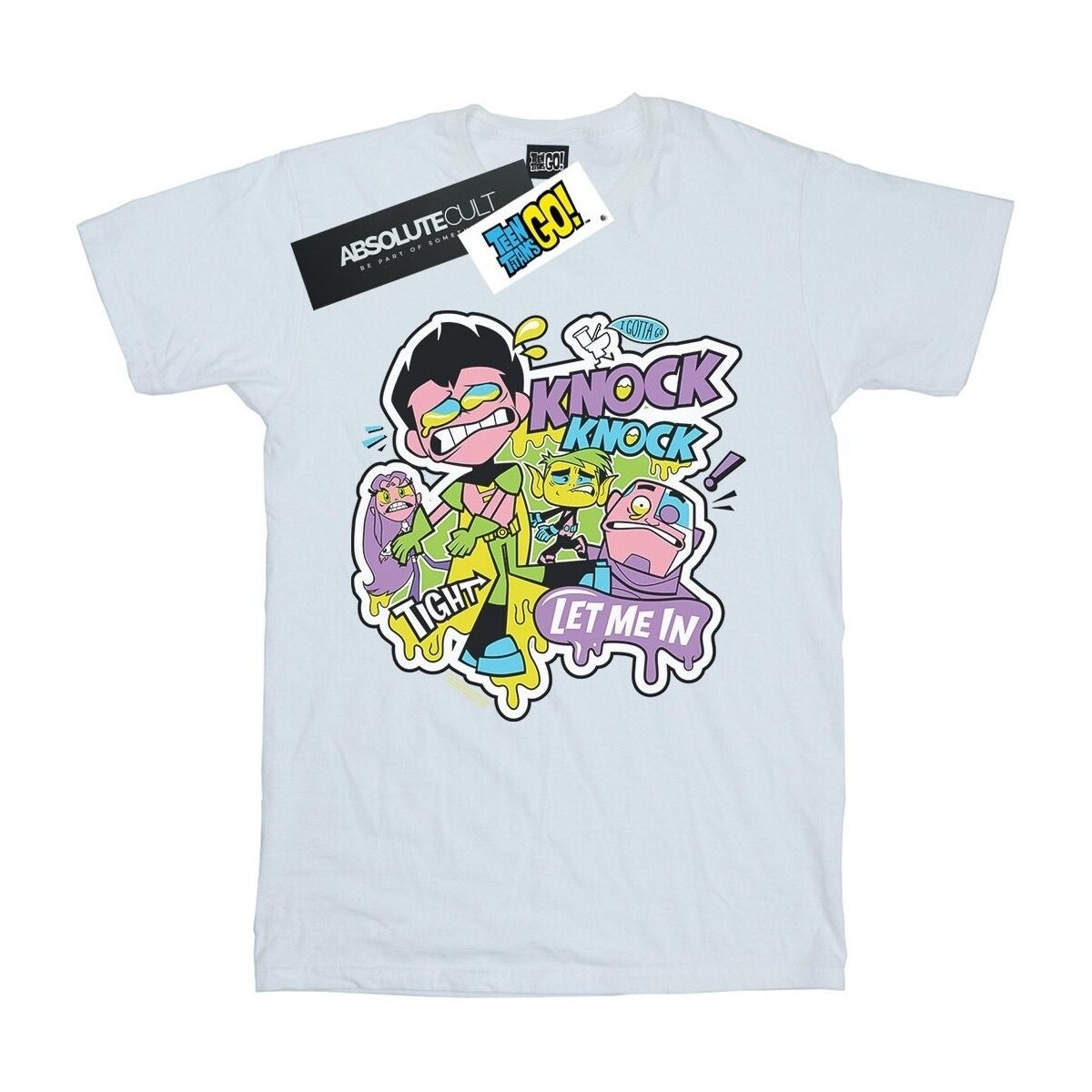 textil Niño Camisetas manga corta Dc Comics Teen Titans Go Knock Knock Blanco