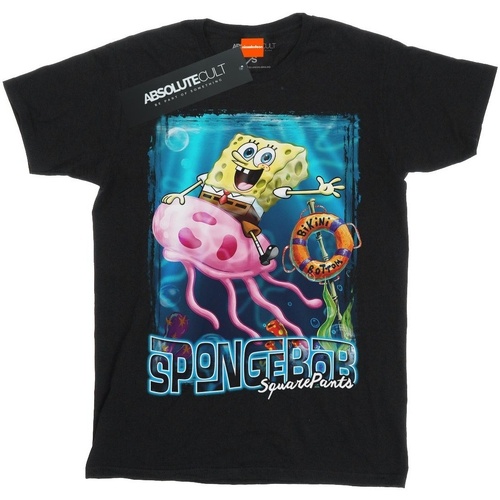 textil Hombre Camisetas manga larga Spongebob Squarepants Jellyfish Riding Negro