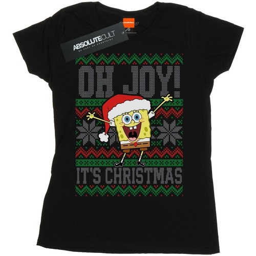 textil Mujer Camisetas manga larga Spongebob Squarepants Oh Joy! Christmas Fair Isle Negro