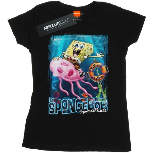 textil Mujer Camisetas manga larga Spongebob Squarepants Jellyfish Riding Negro