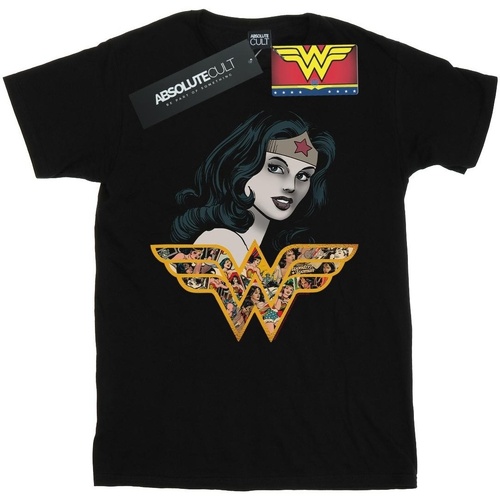 textil Mujer Camisetas manga larga Dc Comics Wonder Woman Retro Collage Negro