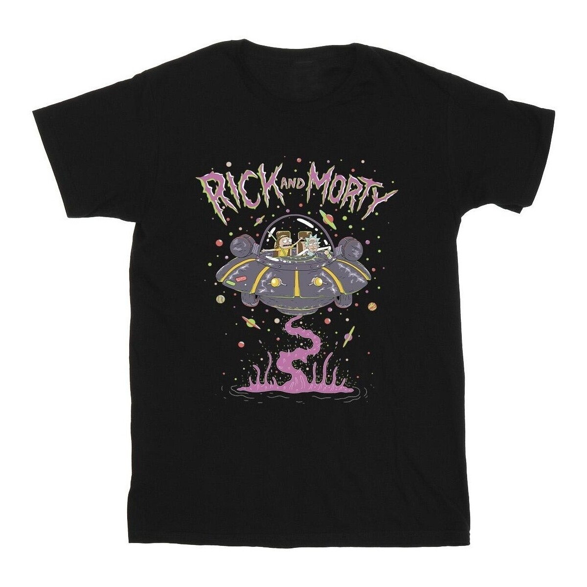 textil Hombre Camisetas manga larga Rick And Morty Pink Spaceship Negro