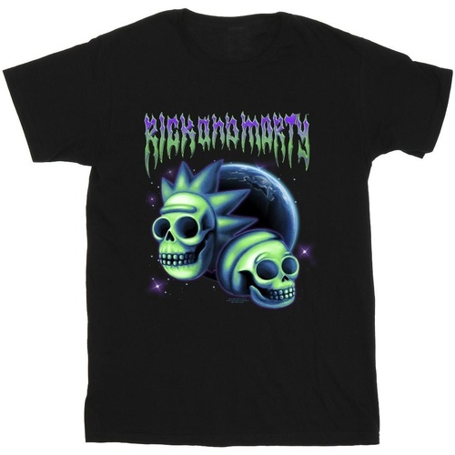 textil Hombre Camisetas manga larga Rick And Morty Space Skull Negro