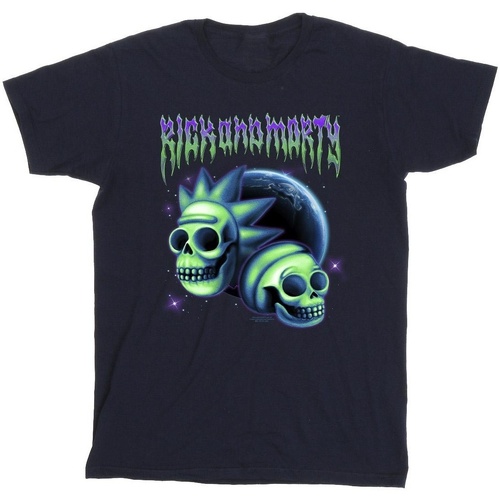 textil Hombre Camisetas manga larga Rick And Morty Space Skull Azul