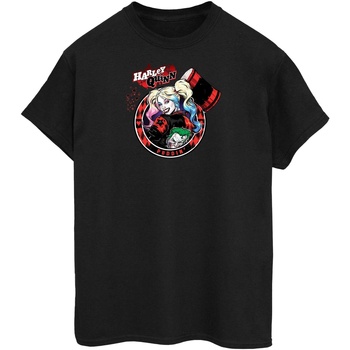 textil Mujer Camisetas manga larga Dc Comics Harley Quinn Joker Patch Negro