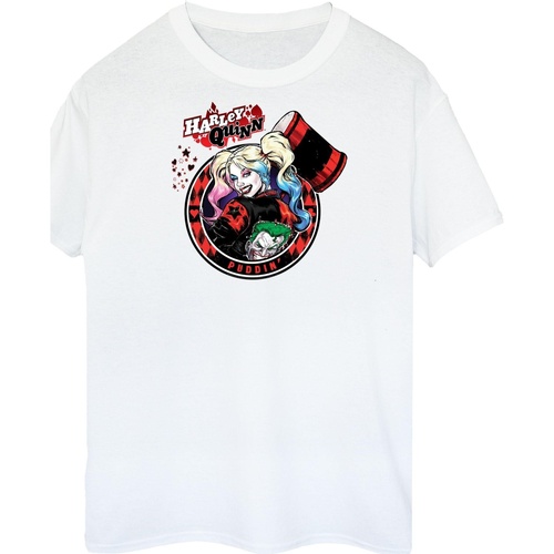 textil Mujer Camisetas manga larga Dc Comics Harley Quinn Joker Patch Blanco