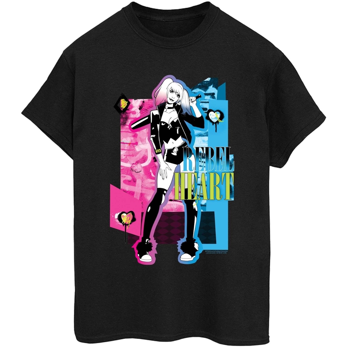 textil Mujer Camisetas manga larga Dc Comics Harley Quinn Rebel Heart Negro