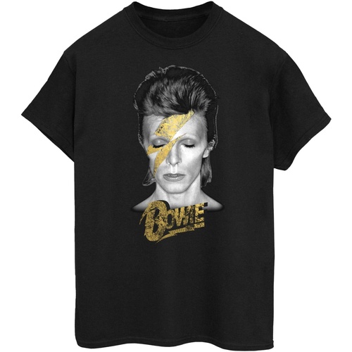 textil Mujer Camisetas manga larga David Bowie Aladdin Sane Gold Bolt Negro