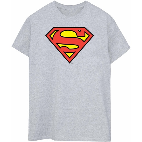 textil Mujer Camisetas manga larga Dc Comics Superman Logo Gris