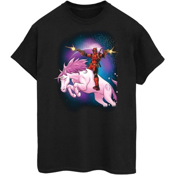textil Mujer Camisetas manga larga Marvel Deadpool Space Unicorn Negro