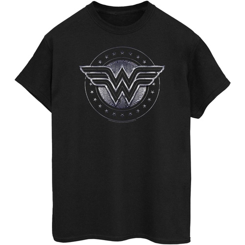 textil Mujer Camisetas manga larga Dc Comics Wonder Woman Star Shield Negro
