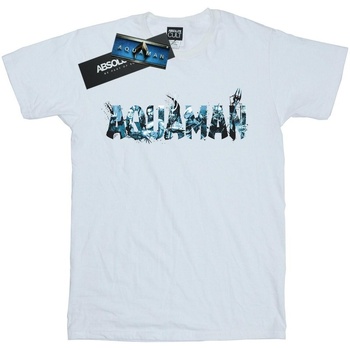 textil Mujer Camisetas manga larga Dc Comics Aquaman Text Logo Blanco