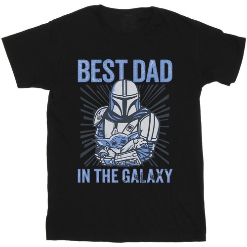 textil Hombre Camisetas manga larga Disney Mandalorian Best Dad Galaxy Negro