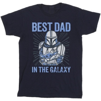 textil Hombre Camisetas manga larga Disney Mandalorian Best Dad Galaxy Azul