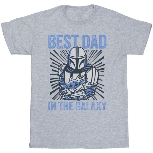 textil Hombre Camisetas manga larga Disney Mandalorian Best Dad Galaxy Gris