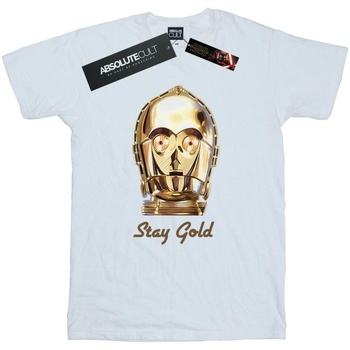 textil Hombre Camisetas manga larga Disney The Rise Of Skywalker C-3PO Stay Gold Blanco