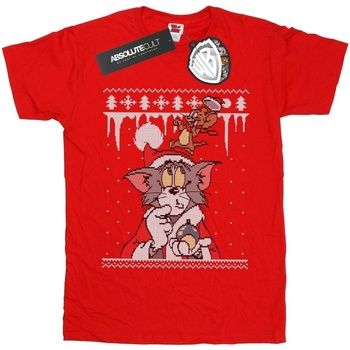 textil Hombre Camisetas manga larga Dessins Animés Christmas Fair Isle Rojo