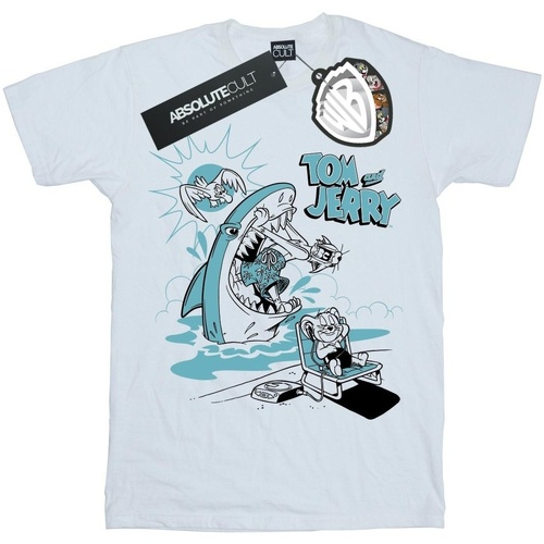 textil Hombre Camisetas manga larga Dessins Animés Summer Shark Blanco