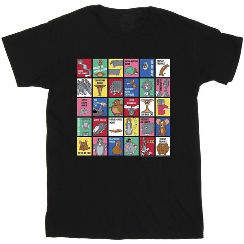 textil Hombre Camisetas manga larga Dessins Animés Grid Squares Negro
