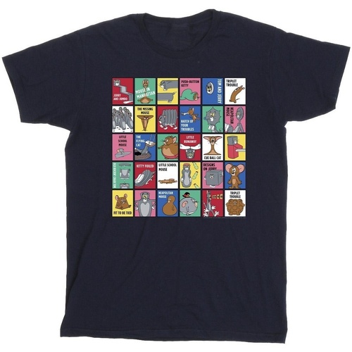 textil Hombre Camisetas manga larga Dessins Animés Grid Squares Azul