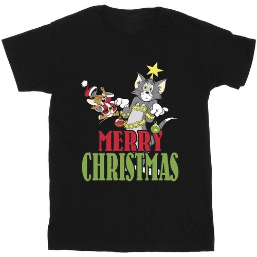 textil Hombre Camisetas manga larga Dessins Animés Merry Christmas Baubles Negro