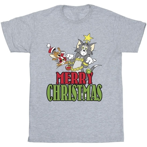 textil Hombre Camisetas manga larga Dessins Animés Merry Christmas Baubles Gris