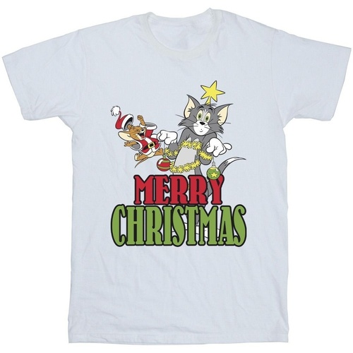 textil Hombre Camisetas manga larga Dessins Animés Merry Christmas Baubles Blanco