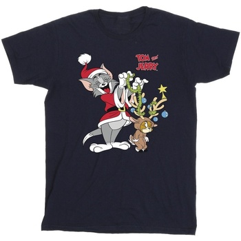 textil Hombre Camisetas manga larga Tom & Jerry Christmas Reindeer Azul