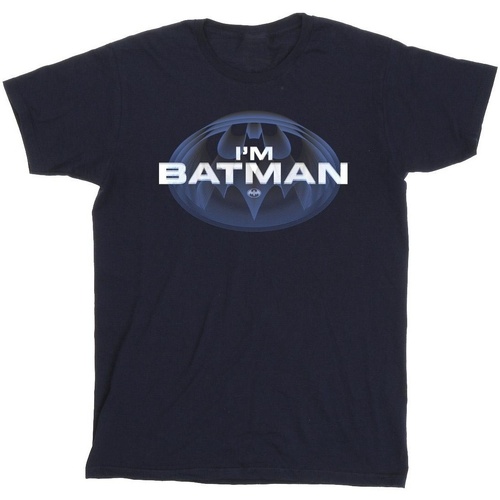 textil Hombre Camisetas manga larga Dc Comics The Flash I'm Batman Azul