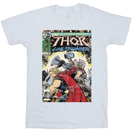 textil Hombre Camisetas manga larga Marvel Thor Love And Thunder Vintage Poster Blanco