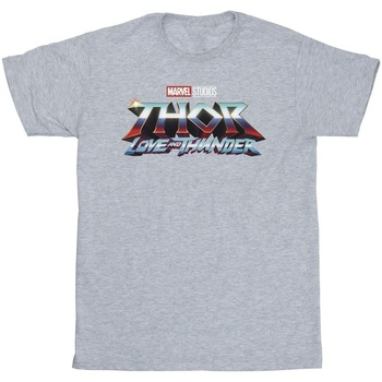 textil Hombre Camisetas manga larga Marvel Thor Love And Thunder Logo Gris