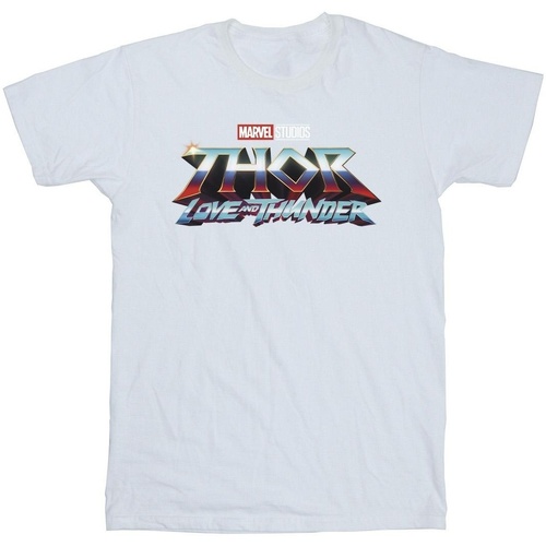 textil Hombre Camisetas manga larga Marvel Thor Love And Thunder Logo Blanco