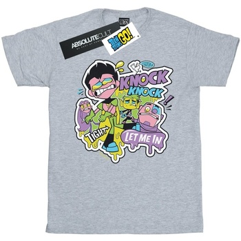 textil Hombre Camisetas manga larga Dc Comics Teen Titans Go Knock Knock Gris