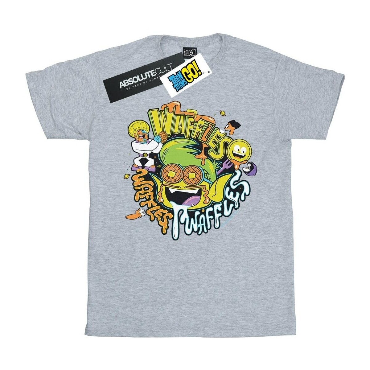 textil Hombre Camisetas manga larga Dc Comics Teen Titans Go Waffle Mania Gris