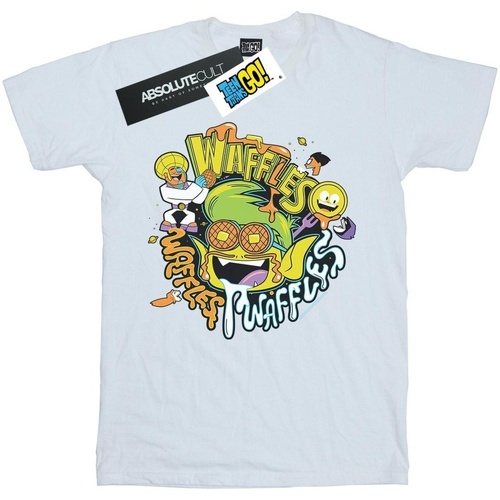 textil Hombre Camisetas manga larga Dc Comics Teen Titans Go Waffle Mania Blanco