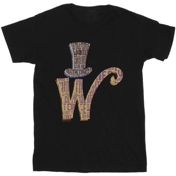 textil Hombre Camisetas manga larga Willy Wonka W Logo Hat Negro