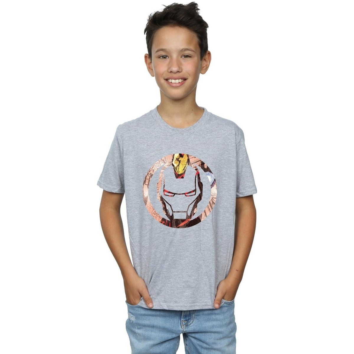 textil Niño Camisetas manga corta Marvel Iron Man Montage Symbol Gris